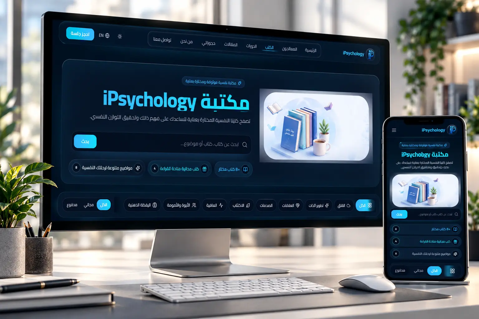 مكتبة كتب نفسية مختارة داخل المنصة